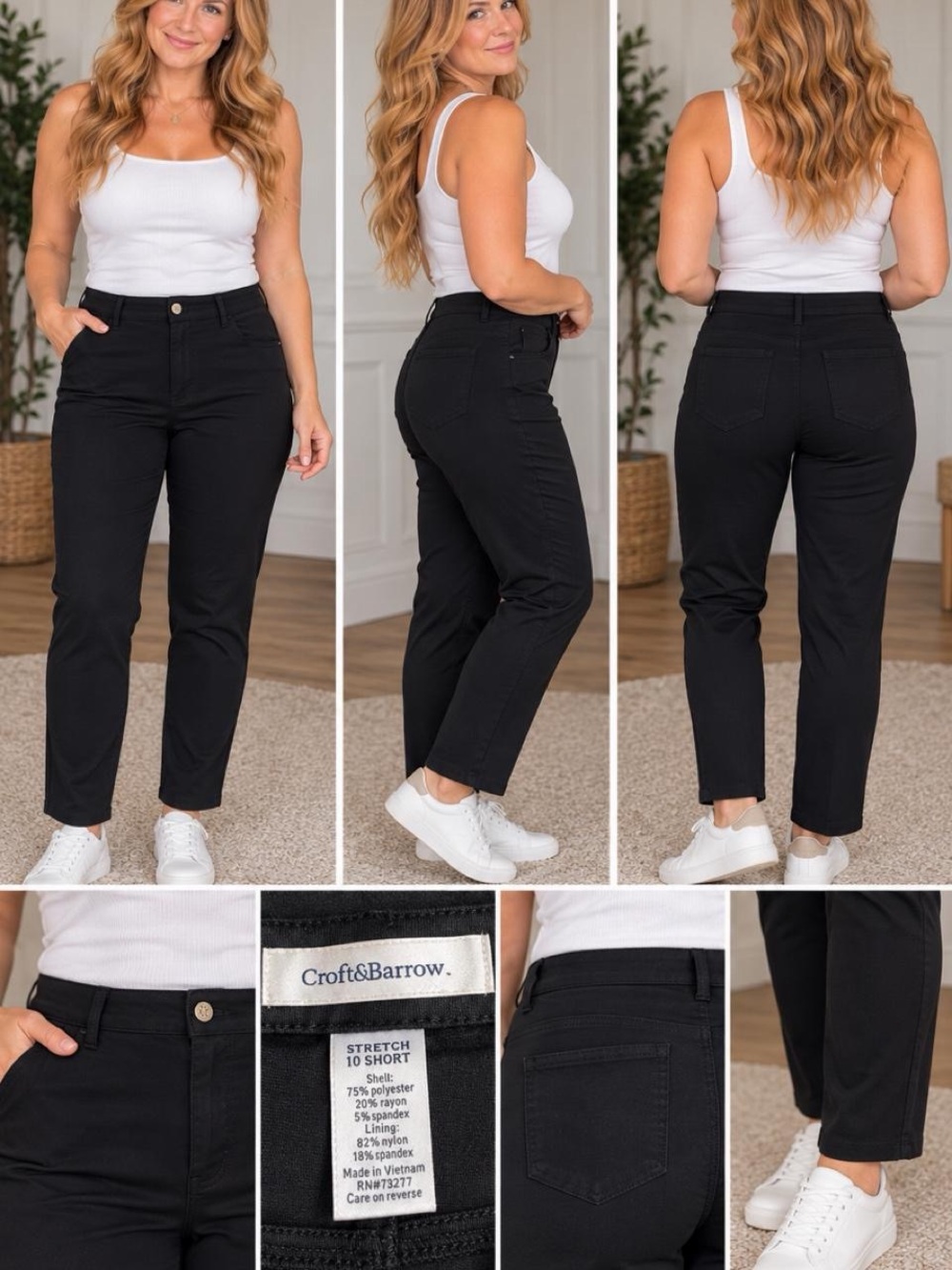 Croft & Barrow Black Stretch Pants Women’s 10 Short Petite